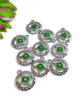 NA Green Enamel Pendant Charms Silver Tone - Narcotics Anonymous