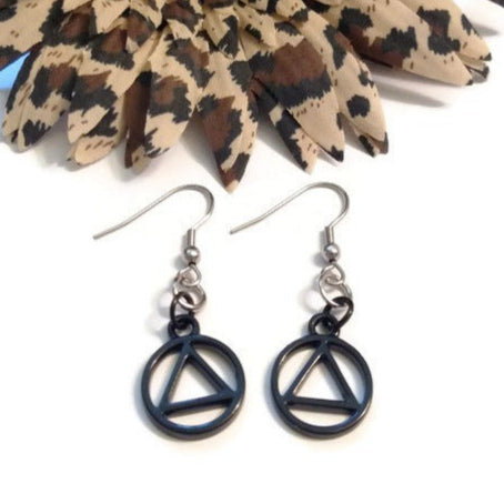 Black AA Cutout Earrings - Alcoholics Anonymous
