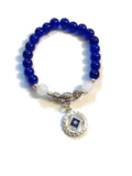 Blue Glass Beaded Stretch Bracelet - Narcotics Anonymous