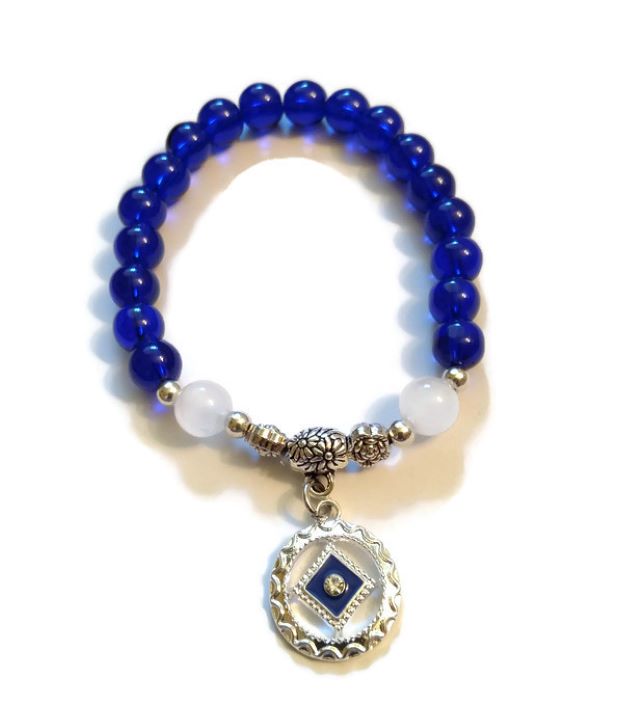 Blue Glass Beaded Stretch Bracelet - Narcotics Anonymous