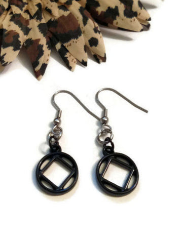 NA Black Service Symbol Earrings Narcotics Anonymous