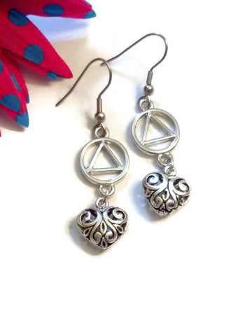 Filigree Heart Dangle Earrings AA