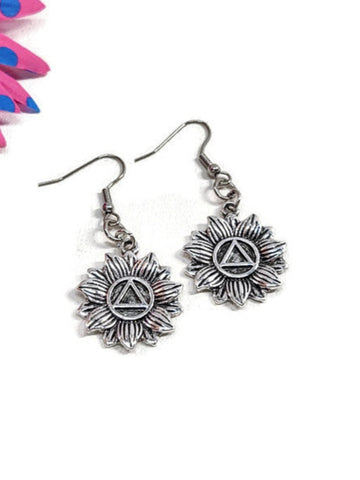 Flower Alcoholics Anonymous Earrings - AA