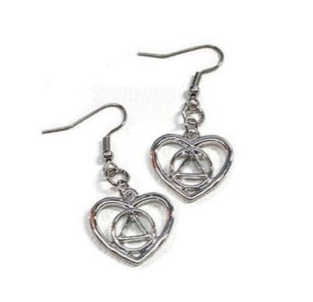 Heart Earrings Alcoholics Anonymous