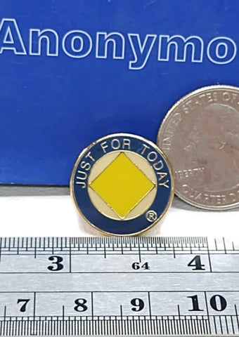 NA PIN 'Just For Today' Vintage Blue & Yellow Pin - Narcotics Anonymous - 132