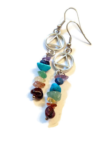 Multi Color Stone Rainbow Earrings - AA