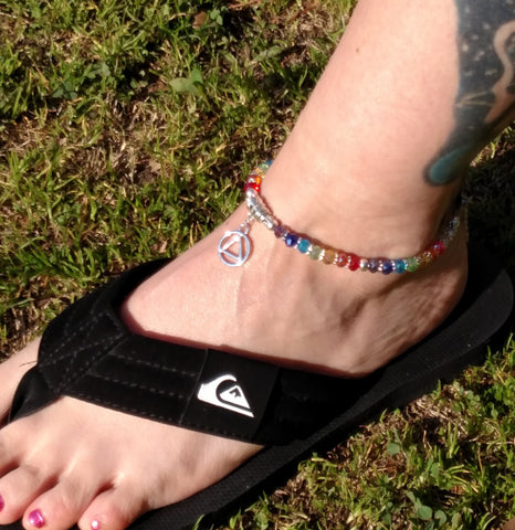 Rainbow Crystal Anklet - Alcoholics Anonymous