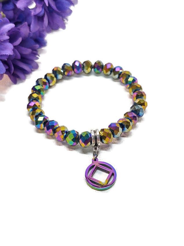 Faceted Rainbow Stretch Bracelet - Narcotics Anonymous