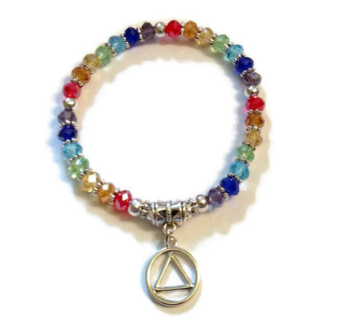 Rainbow Stretch Crystal Bracelet - Alcoholics Anonymous