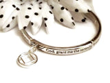 Serenity Prayer Stretch Bracelet with Narcotics Anonymous Charm - Silver Tone