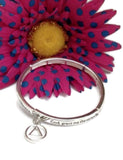 Serenity Prayer Stretch Bracelet with Alcoholics Anonymous Charm - Silver Tone