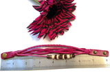 Leather Bronze Charm Serenity Bracelet Snap Closure - Pink