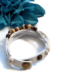 Leather Bronze NA Bracelet Snap Closure - White