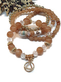 4 Pc Set Tan & Gold Tone Stack Bracelet - Alcoholics Anonymous