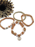 4 Pc Set Tan & Gold Tone Stack Bracelet - Alcoholics Anonymous