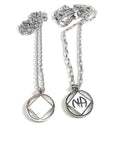 NA Double Sided Metal & Enamel Keychain Narcotics Anonymous - White
