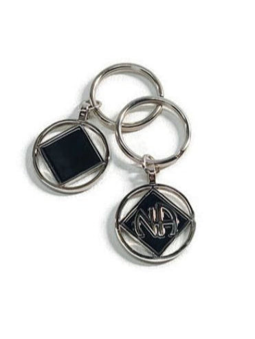 NA Double Sided Metal & Enamel Keychain Narcotics Anonymous - Black