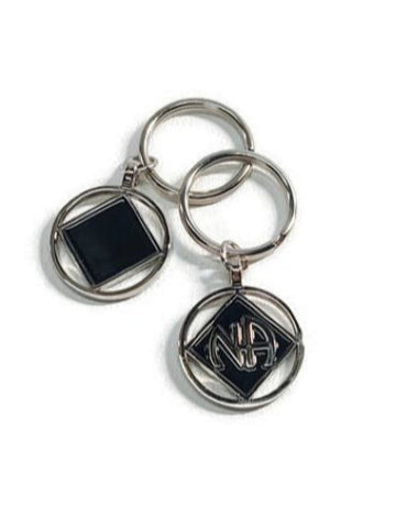 NA Double Sided Metal & Enamel Keychain Narcotics Anonymous - Black