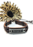 HOPE Leather Adjustable Bracelet - Brown