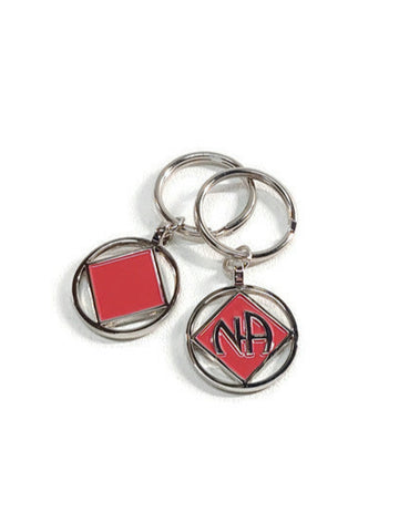 NA Double Sided Metal & Enamel Keychain Narcotics Anonymous - Red