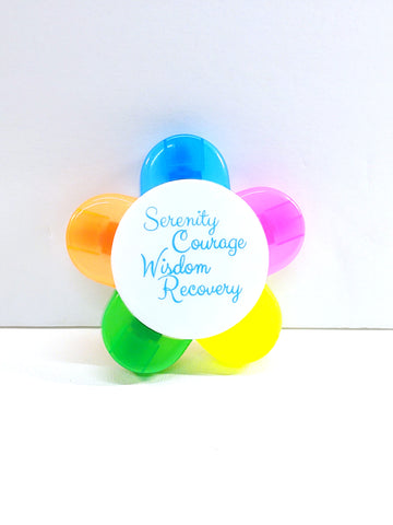 Serenity Courage Wisdom Recovery Flower Highlighter Multi Colors Pen
