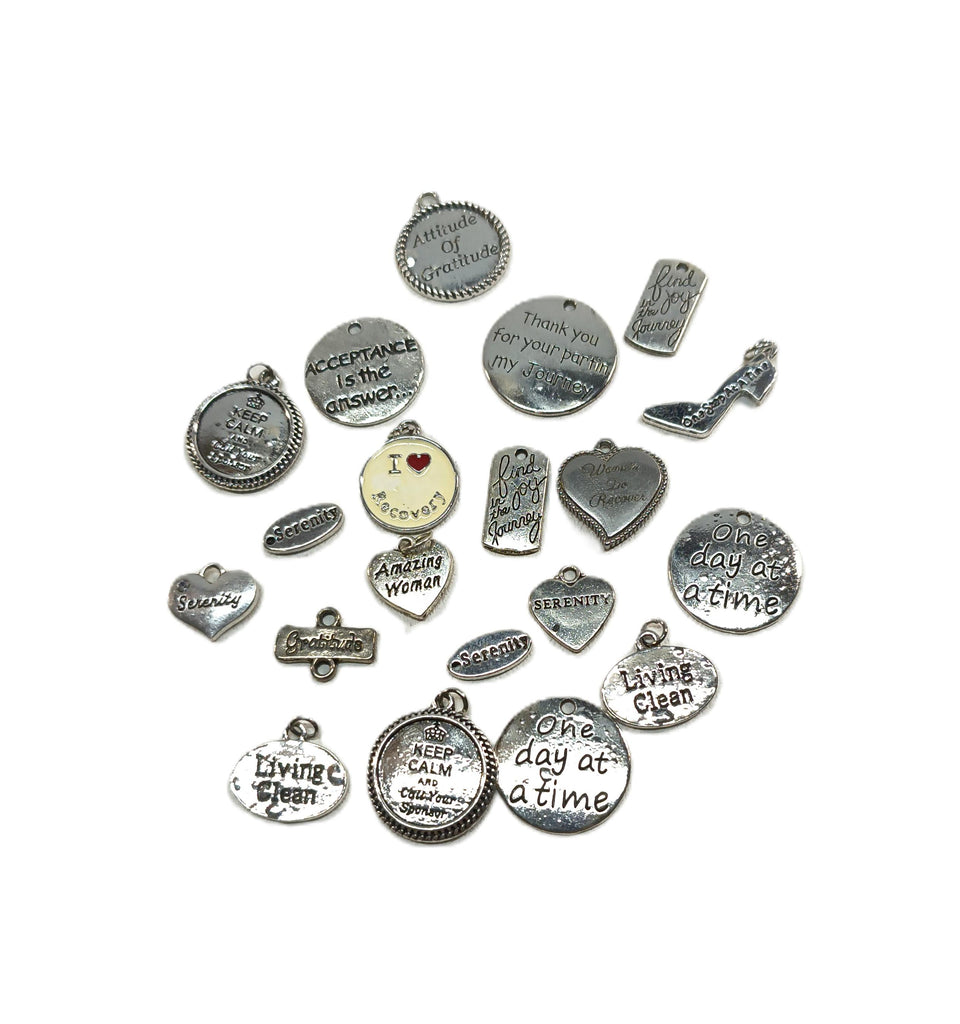 20 Pc 'Irregulars' Mix of 12 Step Recovery Pendant Charms - Mix #3
