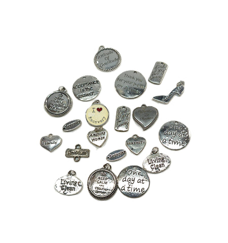 20 Pc 'Irregulars' Mix of 12 Step Recovery Pendant Charms - Mix #3