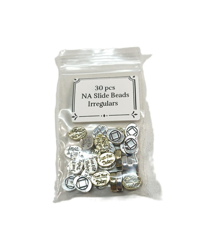 30 Pc **IRREGULARS** NA Slide Beads Silver Tone Charms - Mix #A