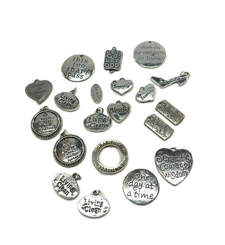 20 Pc 'Irregulars' Mix of 12 Step Recovery Pendant Charms - Mix #2