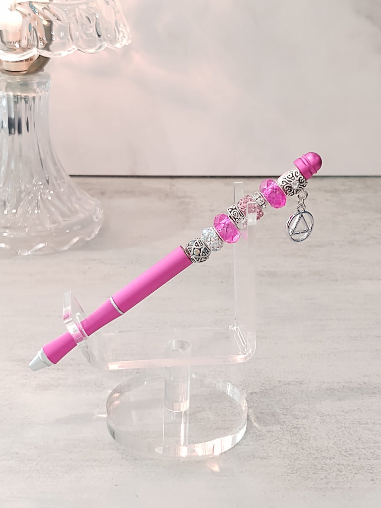 AA Pink Bling Pen Gift For Journaling 12 Step Work Writing Alcoholics Anonymous