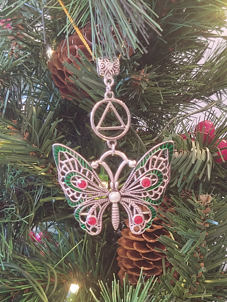 AA Tree Ornament Butterfly Alcoholics Anonymous Gift