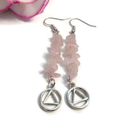 Rose Quartz Earrings Alcoholics Anonymous