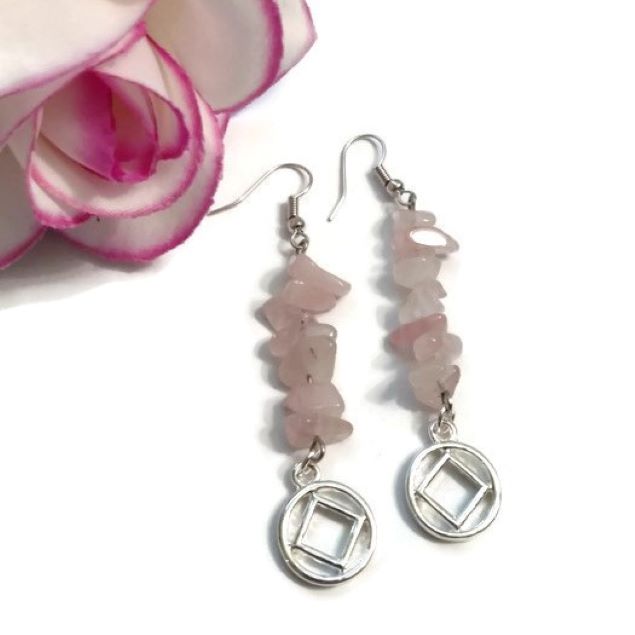 Rose Quartz Earrings Narcotics Anonymous