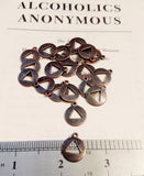 Small Copper Pendant Charms - Alcoholics Anonymous 10 Pc