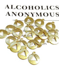 Small Gold Tone AA Pendant Charms - Alcoholics Anonymous 10 Pc