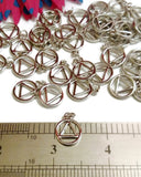 AA Cutout Charm Pendants Alcoholics Anonymous - Silver Tone