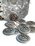 Antique Silver Pendant Charms - Alcoholics Anonymous Raised Style