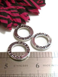 Set of 3 Serenity Courage Wisdom Affirmation Rings - Inspirational Charms