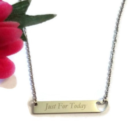 Just For Today Stainless Steel Bar Necklace