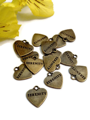 Serenity Heart Charms - Bronze