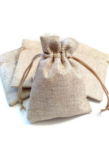 Burlap Jewelry Bag - 10 Pack