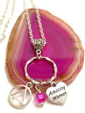 Amazing Woman Charm Holder Necklace Alcoholics Anonymous