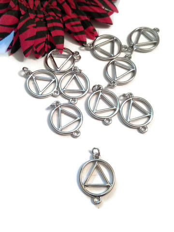 AA Large Connector Charm Pendants - Alcoholics Anonymous