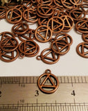 Copper AA Pendant Charms - Alcoholics Anonymous Cutout Style
