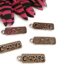 Courage Double Sided Pendant Charms - Inspirational Silver Tone 5 pcs
