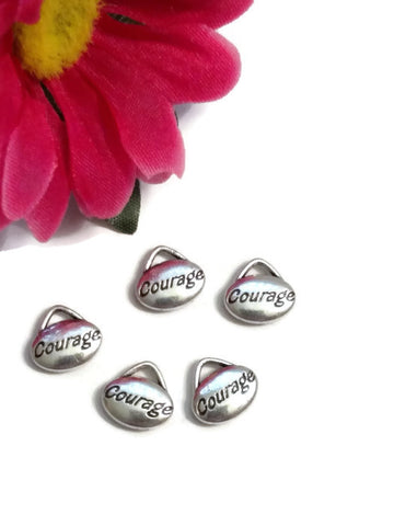Courage Silver Tone Recovery Pendant Charms - Oval