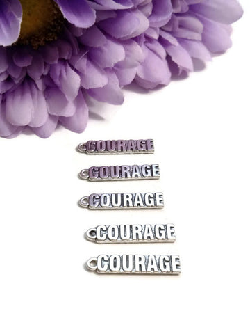 Courage Pendant Charms - Silver Tone