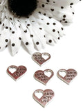 Faith Love Hope Charms With Heart Cut Out - 5pcs