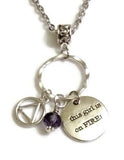 Girl On Fire Charm Holder Necklace Alcoholics Anonymous