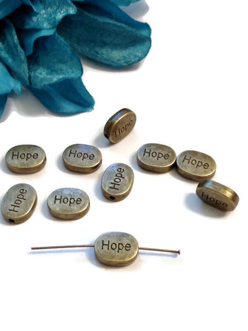 Hope Slide Beads Large Bronze - 10 Pcs